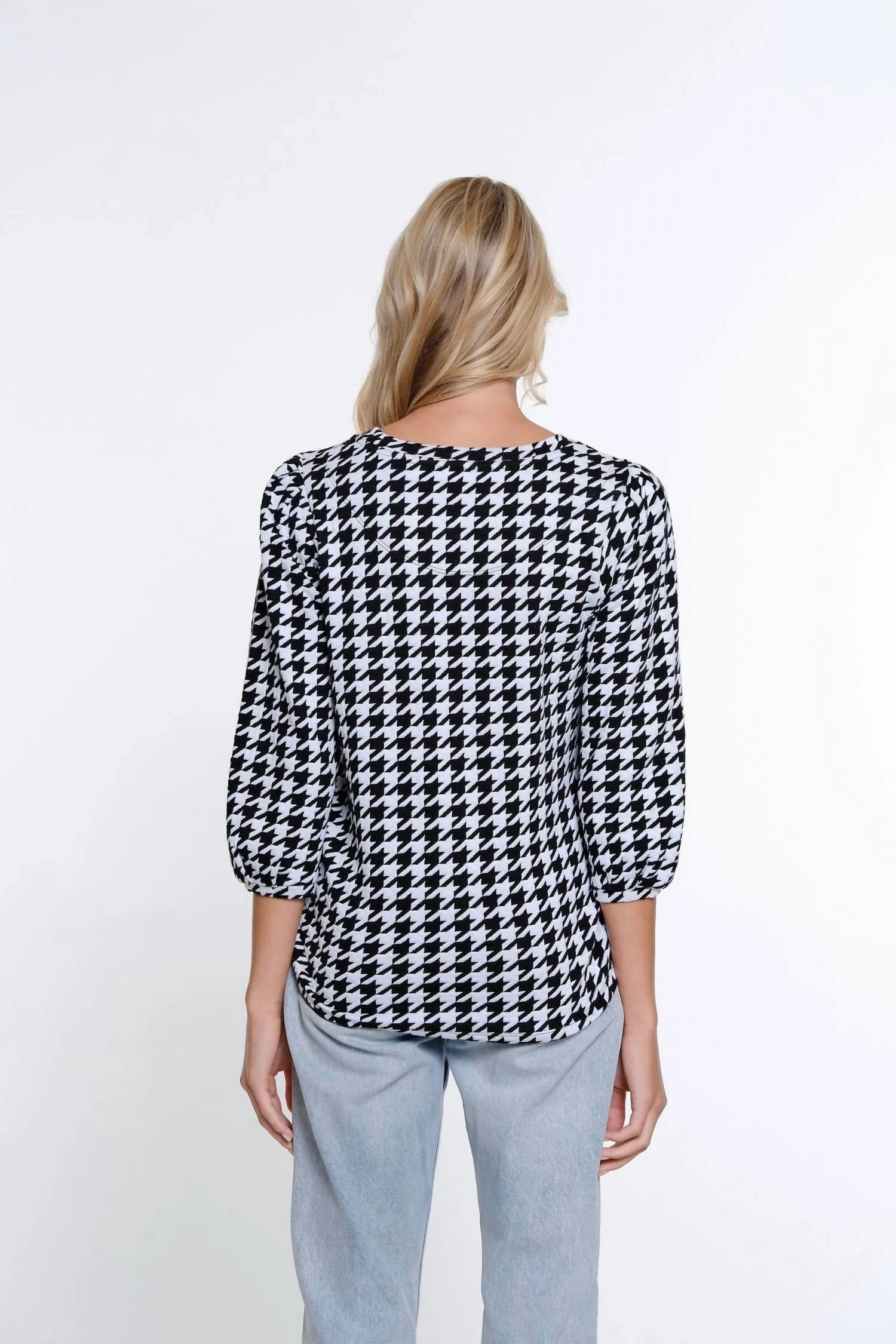 3/4 Sleeve Scoop Neck Top In White