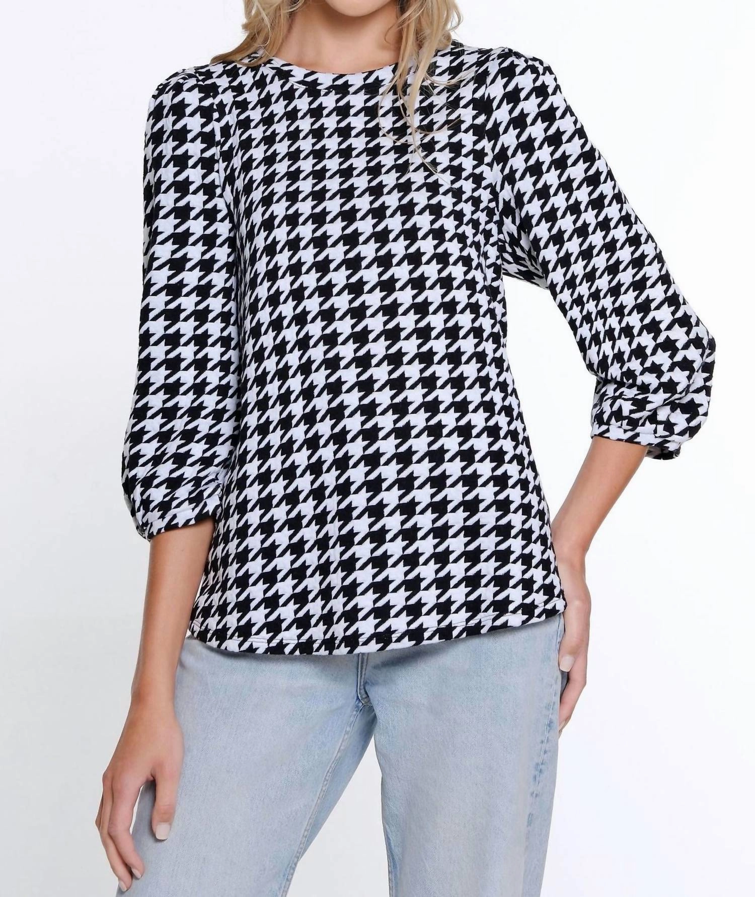 3/4 Sleeve Scoop Neck Top In White