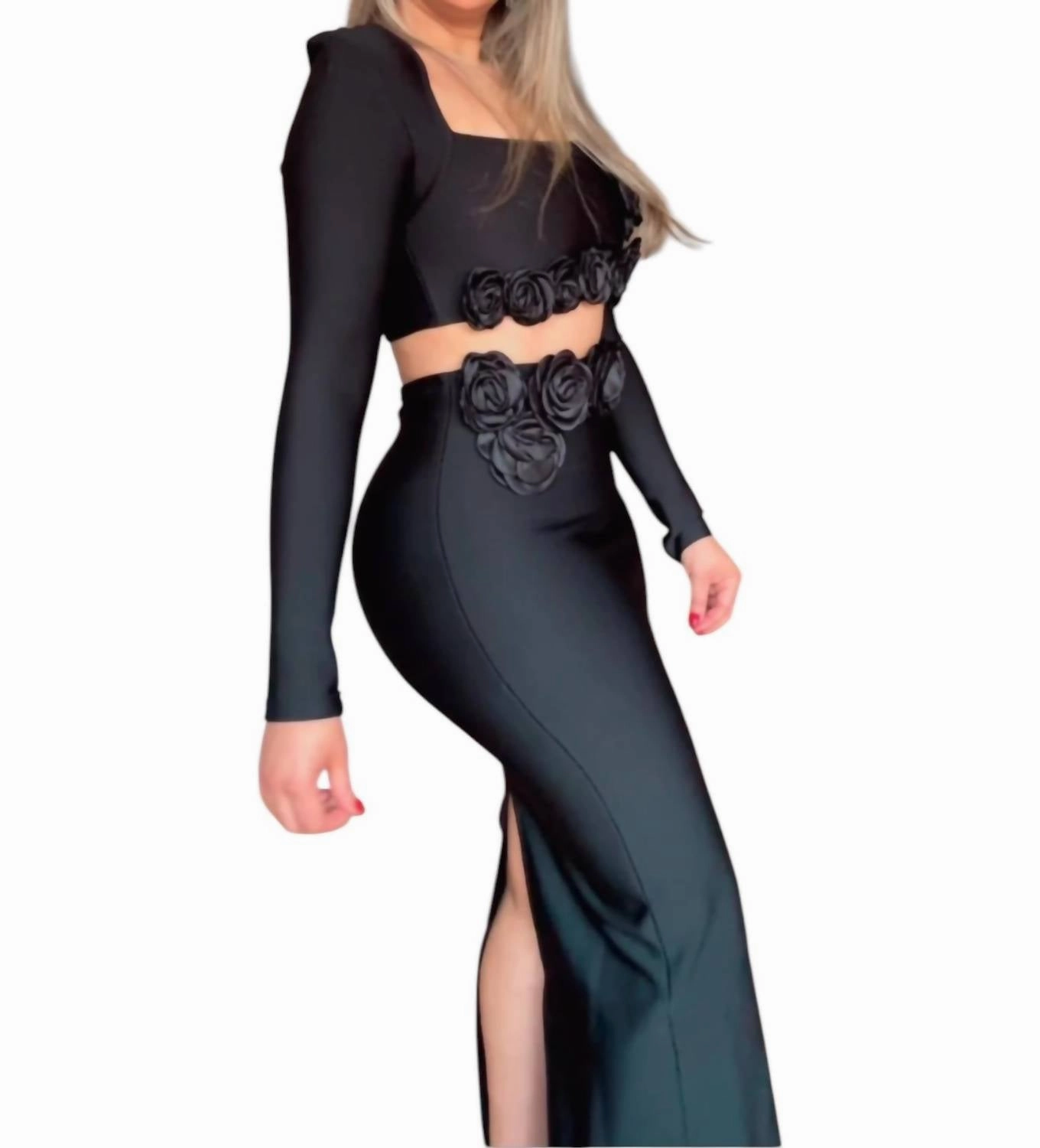 3D Rosette Applique Set In Black