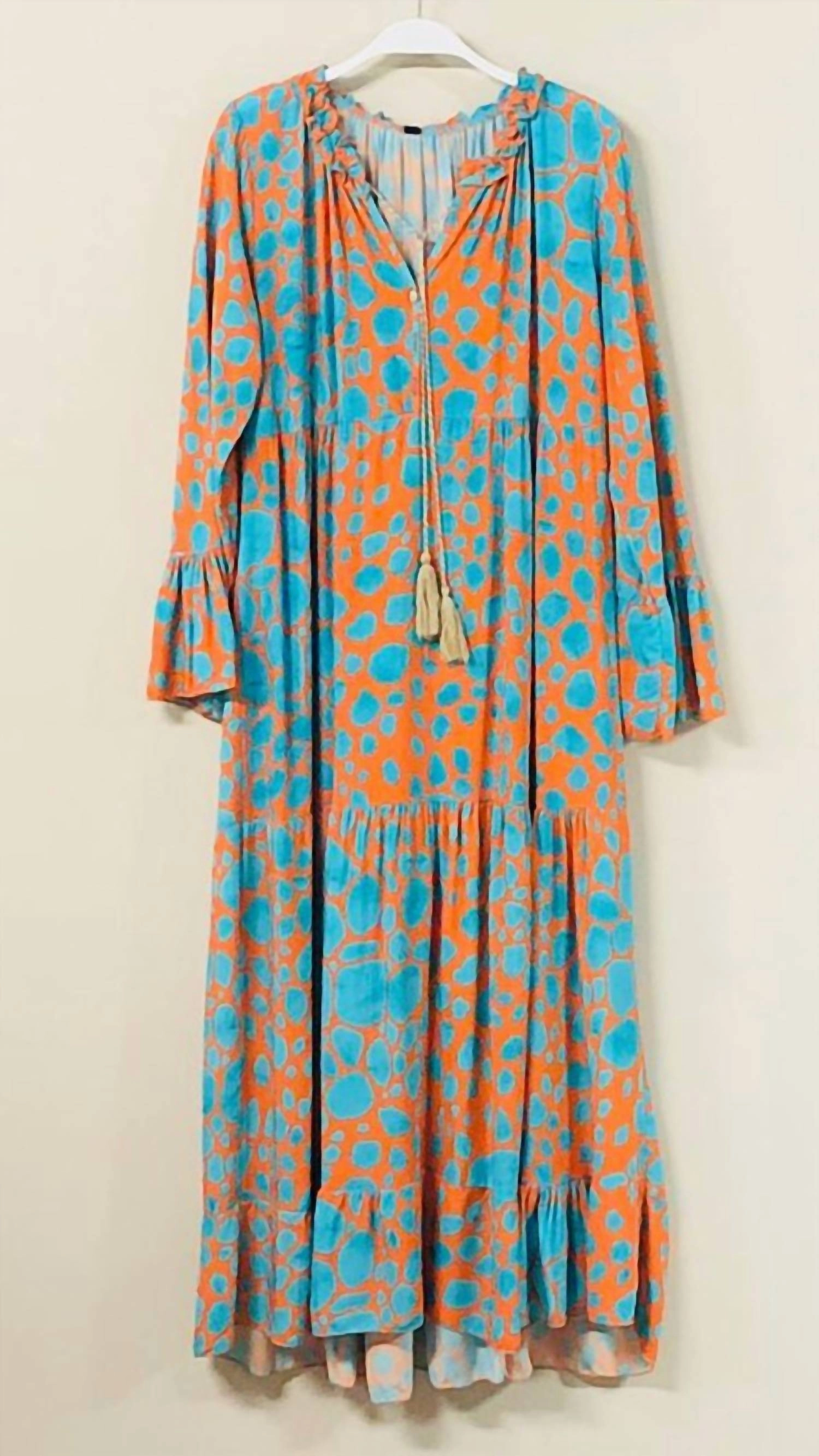 Abstract Dots Maxi Dress In Orange