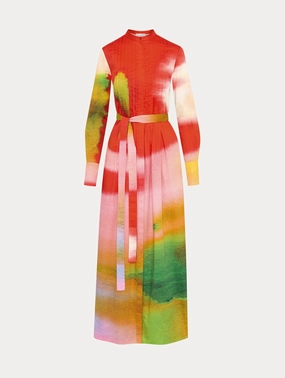 Abstract Watercolor Caftan wrap dresses clearance