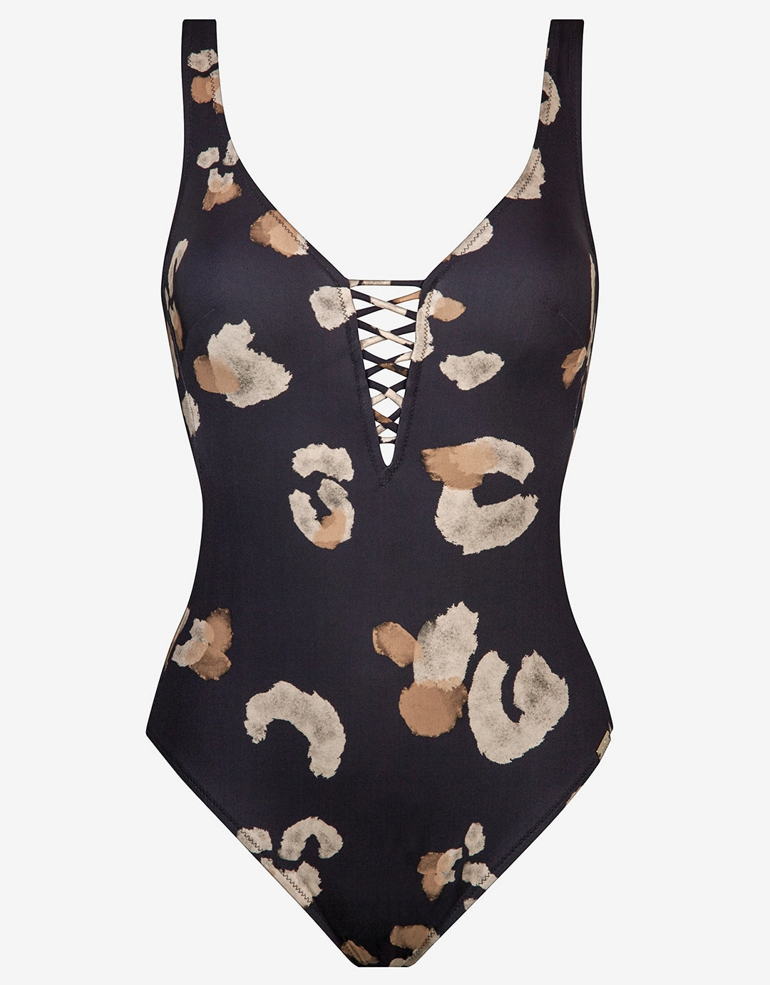 Abstraction Plunge Swimsuit - Black and Brown Maryan Mehlhorn - Maryan Mehlhorn dresses