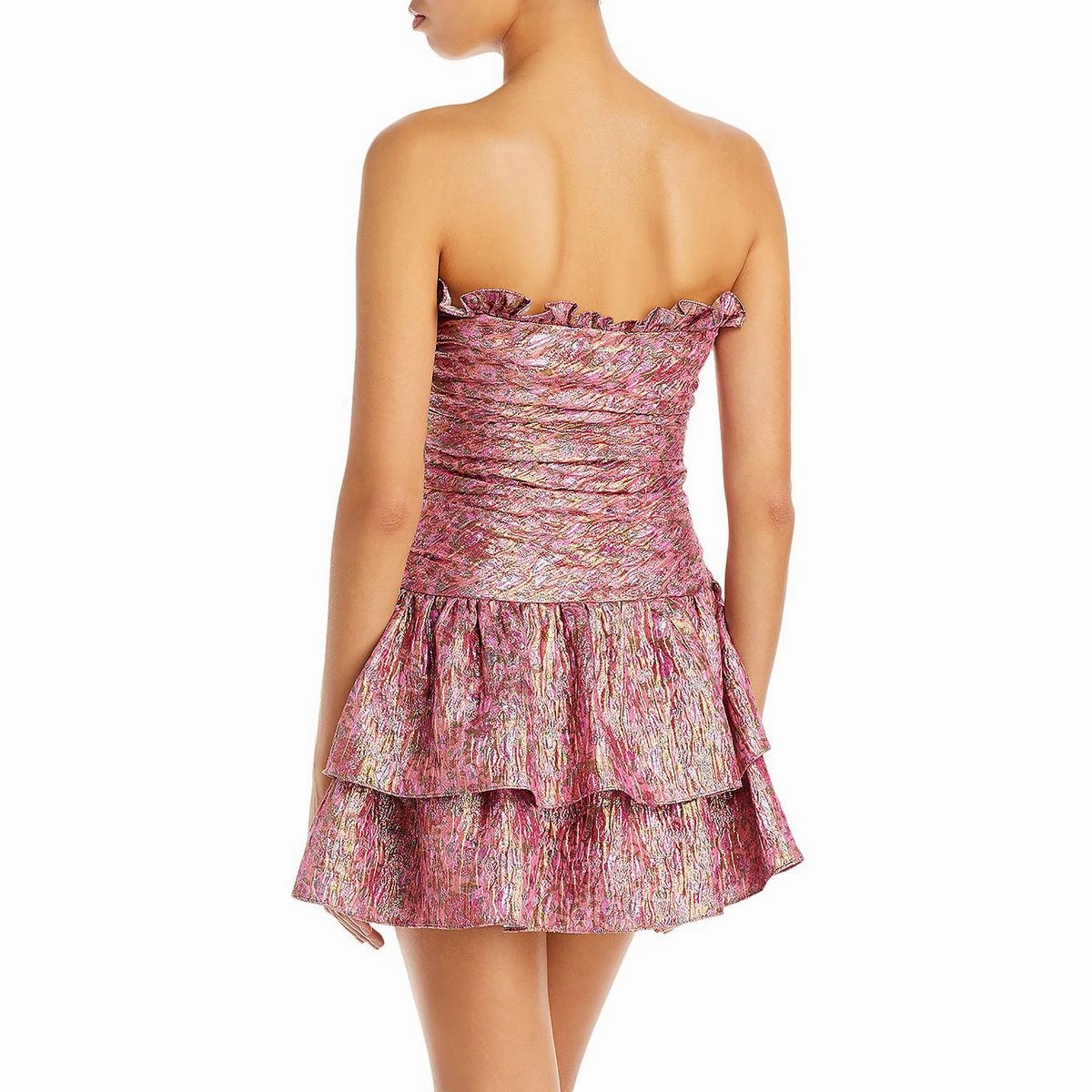 Acelin Womens Metallic Strapless Cocktail and Party Dress
