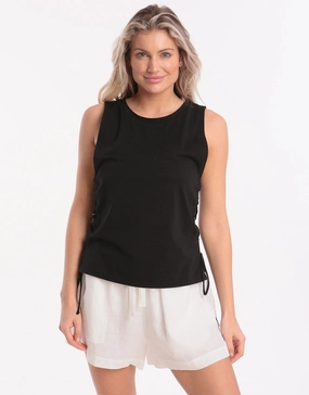 Active Lace Up Singlet Top - Black Seafolly - Seafolly bikinis sale