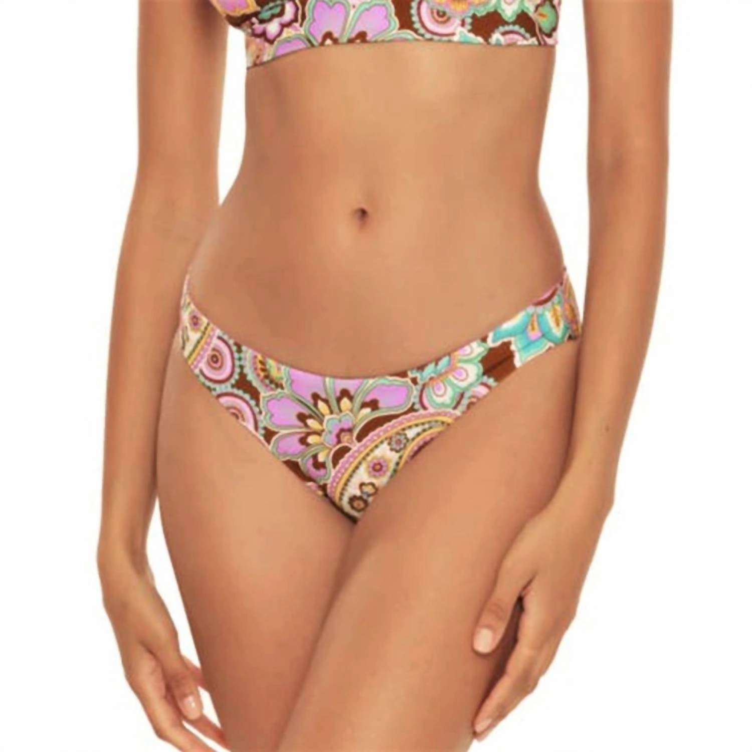 Adela Hipster Bikini Bottom In Purple Multi Swim Womens - scoop neck swimsuits