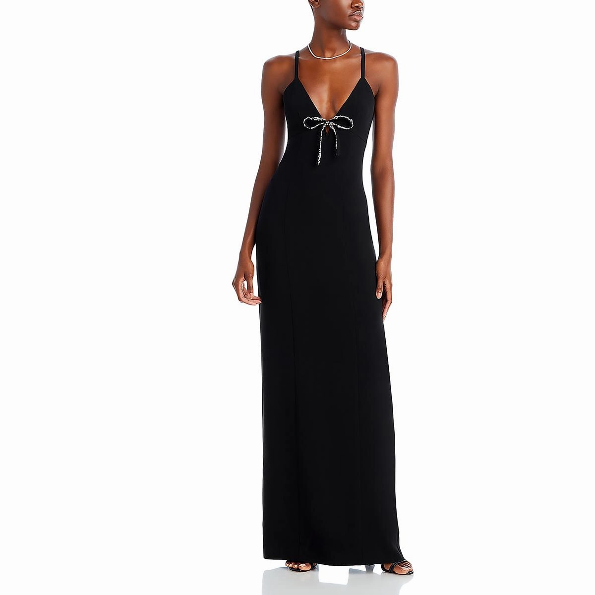 Adelle Womens Rhinestone Plunge Evening Dress