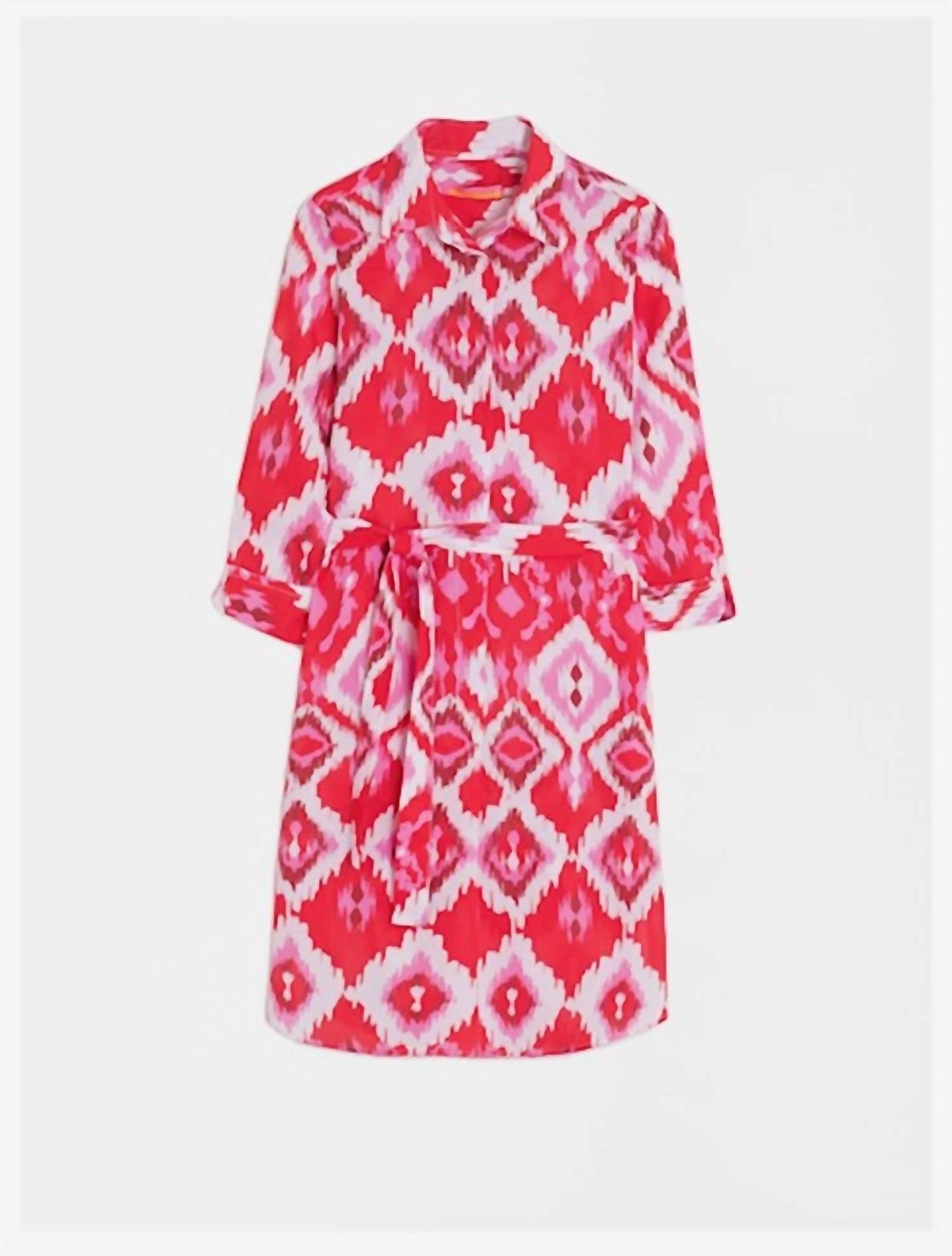 Adriana Dress In Ikat Red