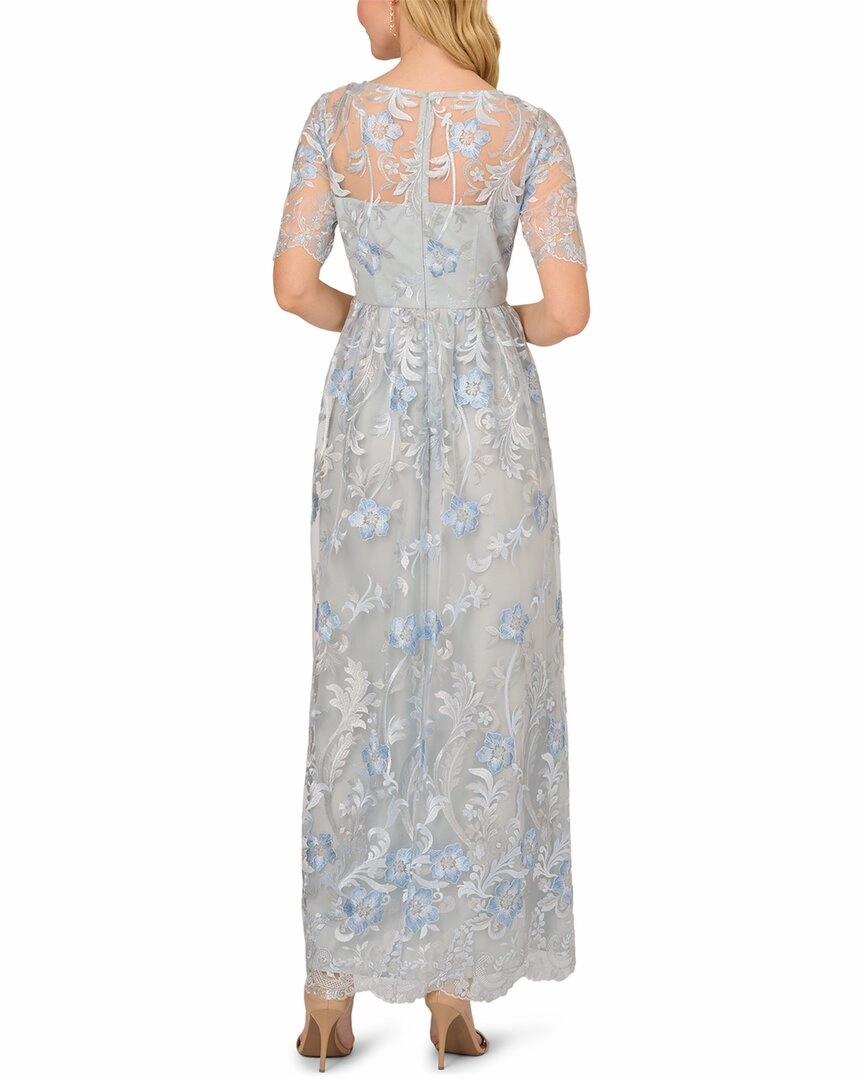 Adrianna Papell Embroidered Long Gown