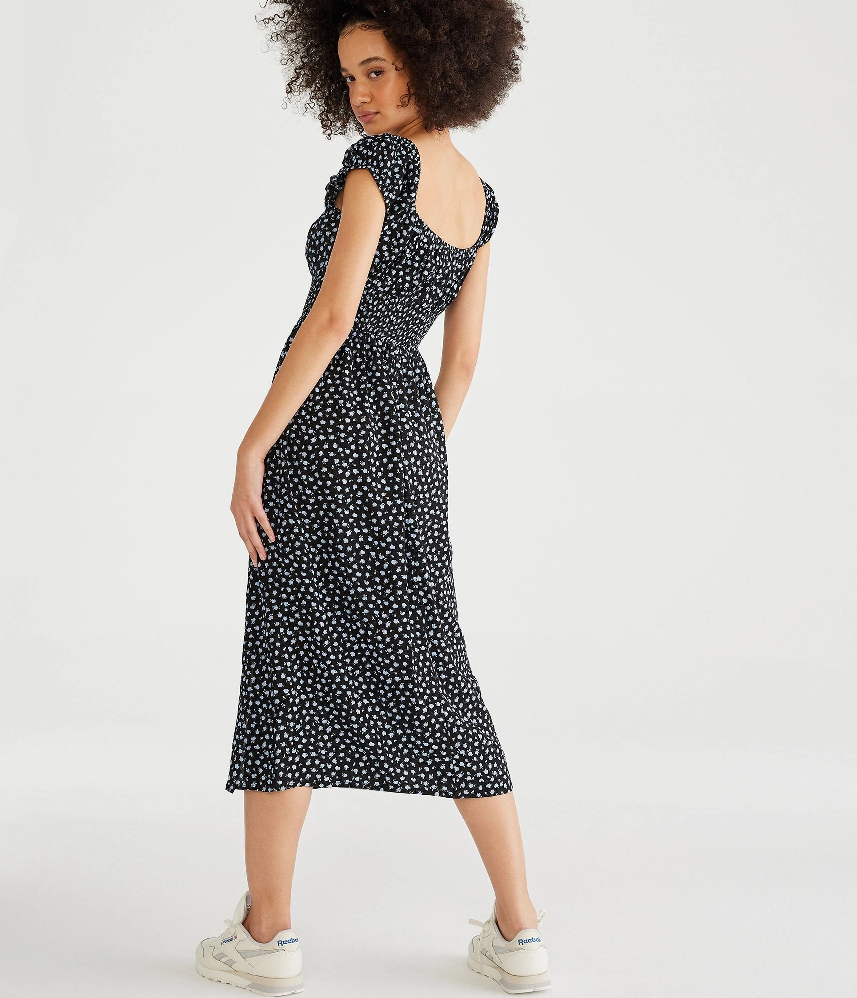 Aeropostale Floral Square-Neck Midi Dress