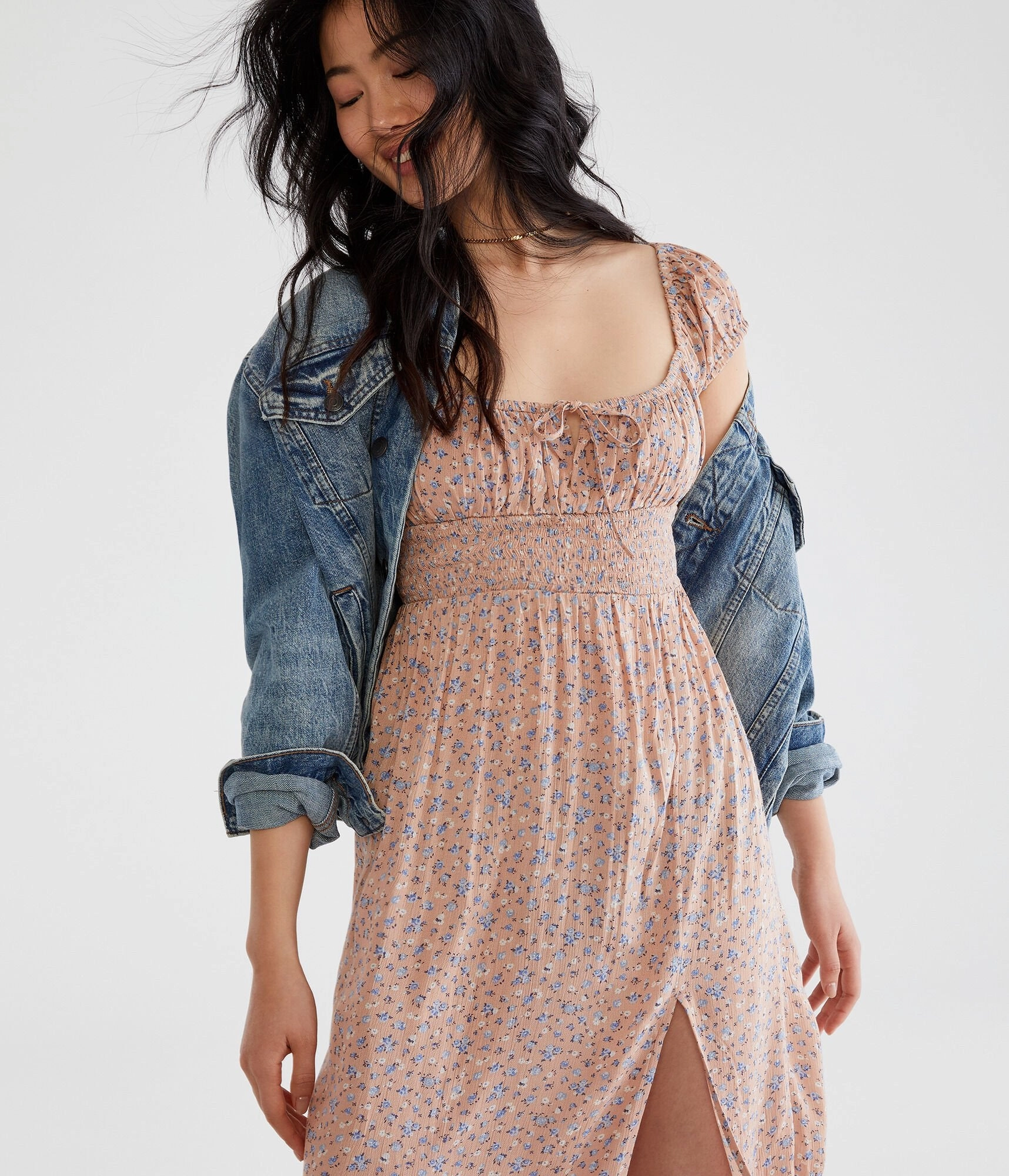 Aeropostale Floral Square-Neck Midi Dress