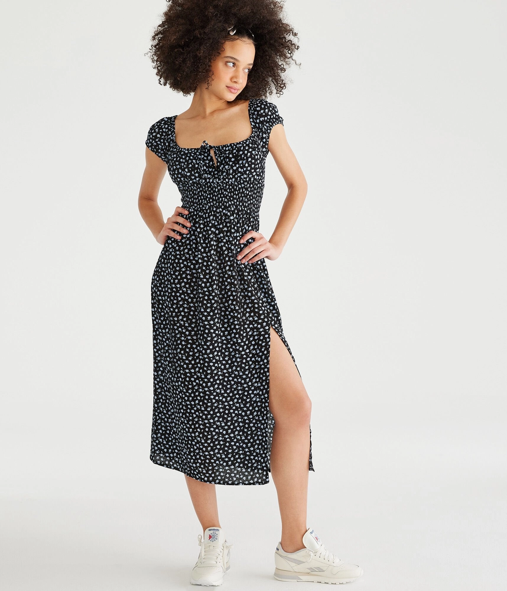 Aeropostale Floral Square-Neck Midi Dress