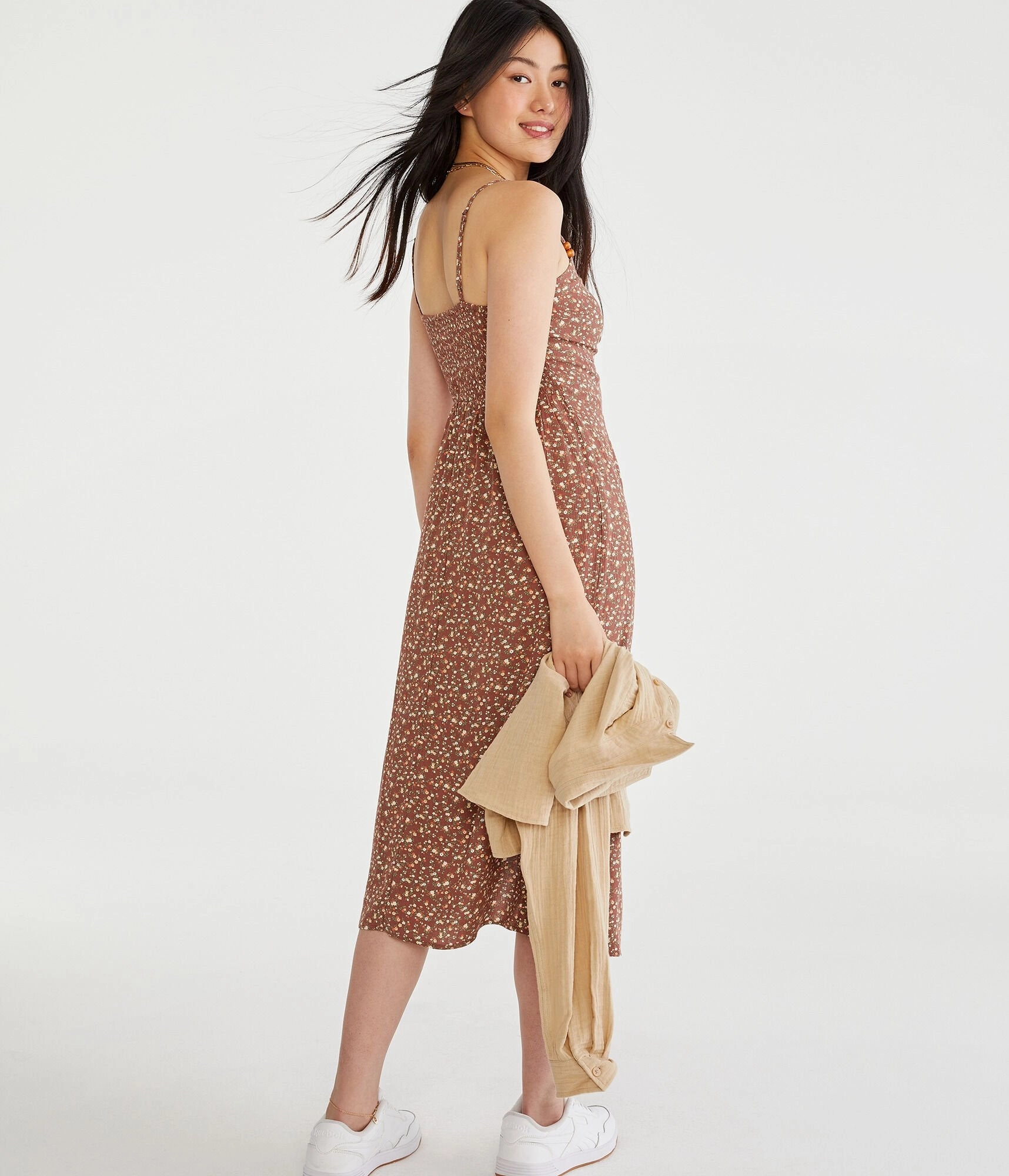 Aeropostale Floral V-Neck Keyhole Midi Dress