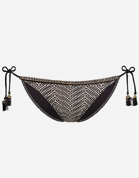 Afro Gem Tie Bikini Bottom - Black/Canvas Watercult - Watercult swimsuits sale