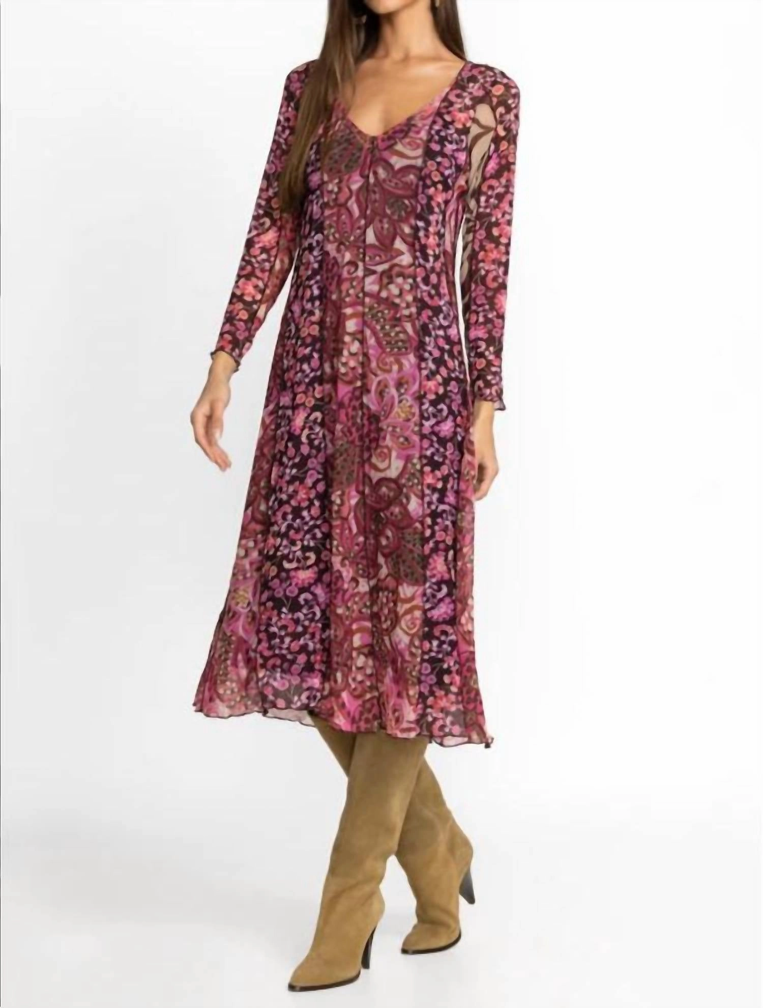 Agatha Mesh Midi Dress In Multi