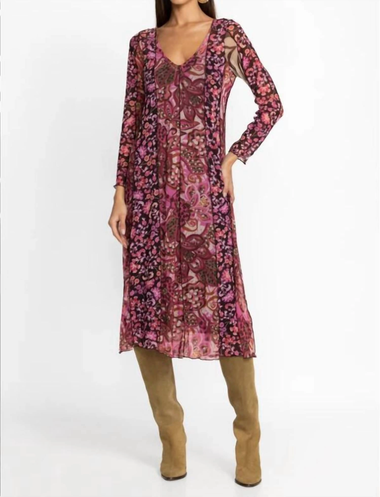 Agatha Mesh Midi Dress In Multi
