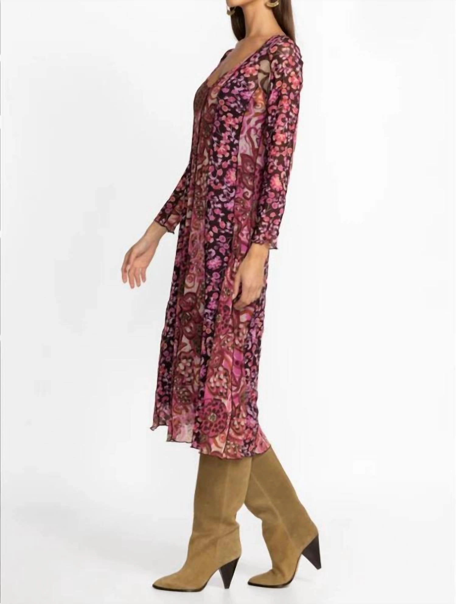 Agatha Mesh Midi Dress In Multi