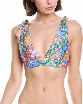 Agua Bendita Laurie Tile Bikini Top Swim Womens - shirred swimwear