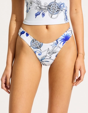 Ahoy Scoop High Cut Rio Bikini Pant - White Seafolly - Seafolly bikinis sale