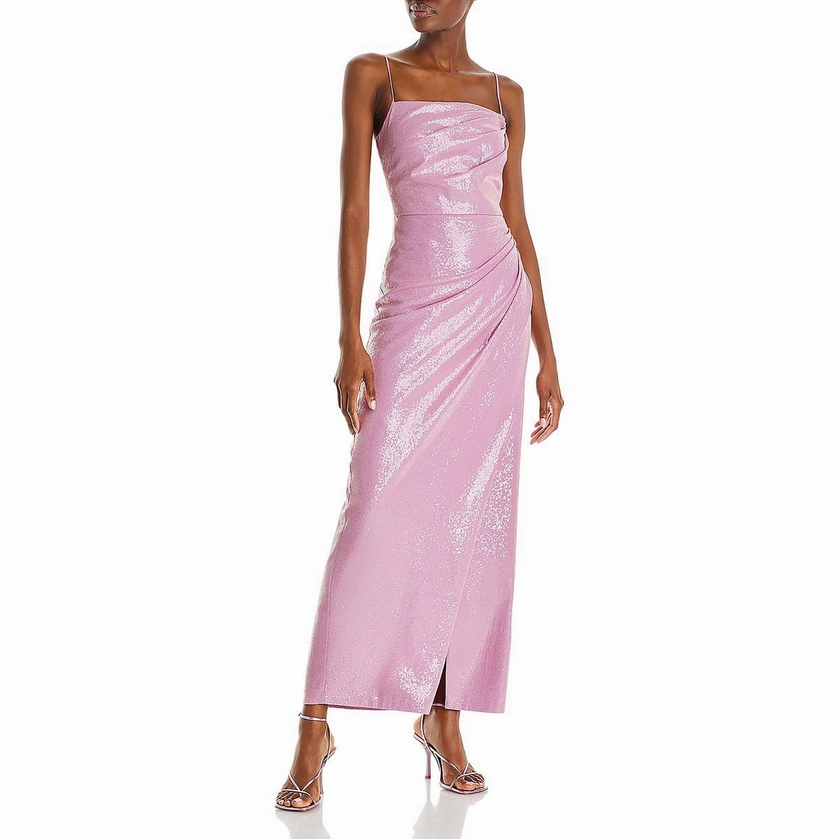 Alania Womens Sequined Pleated Evening Dress