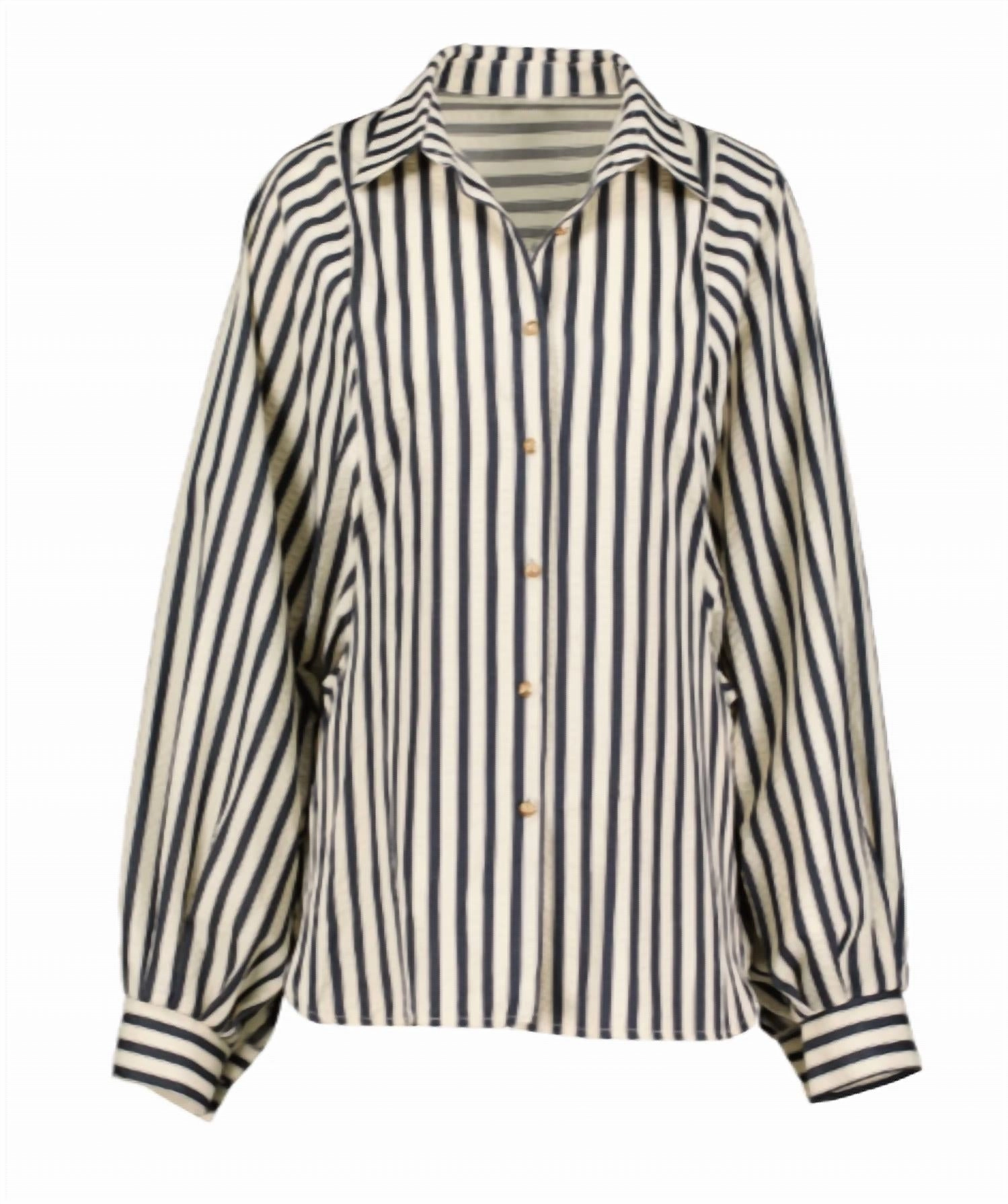 Aly Dolman Top In Navy Stripe