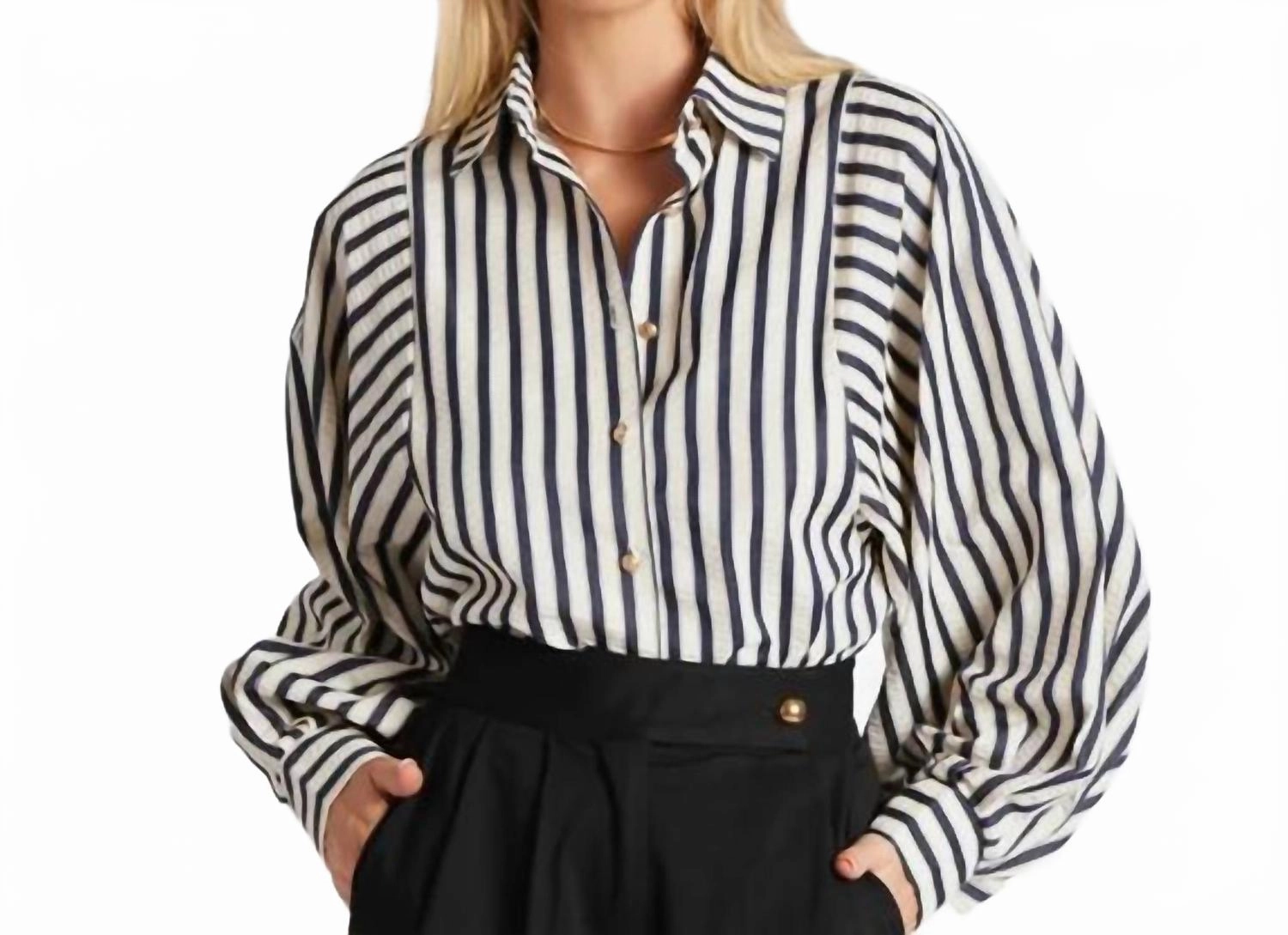 Aly Dolman Top In Navy Stripe