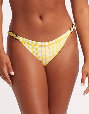 Amalfi Check Trim Hipster Bikini Pant - Lime Light Seafolly - Seafolly bikinis sale