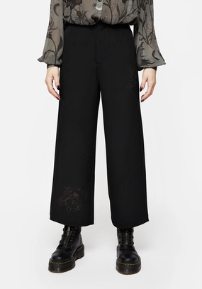 Amalthea Embroidered Tailored Wide Leg Trousers Bottoms Womens - women's jeans sale