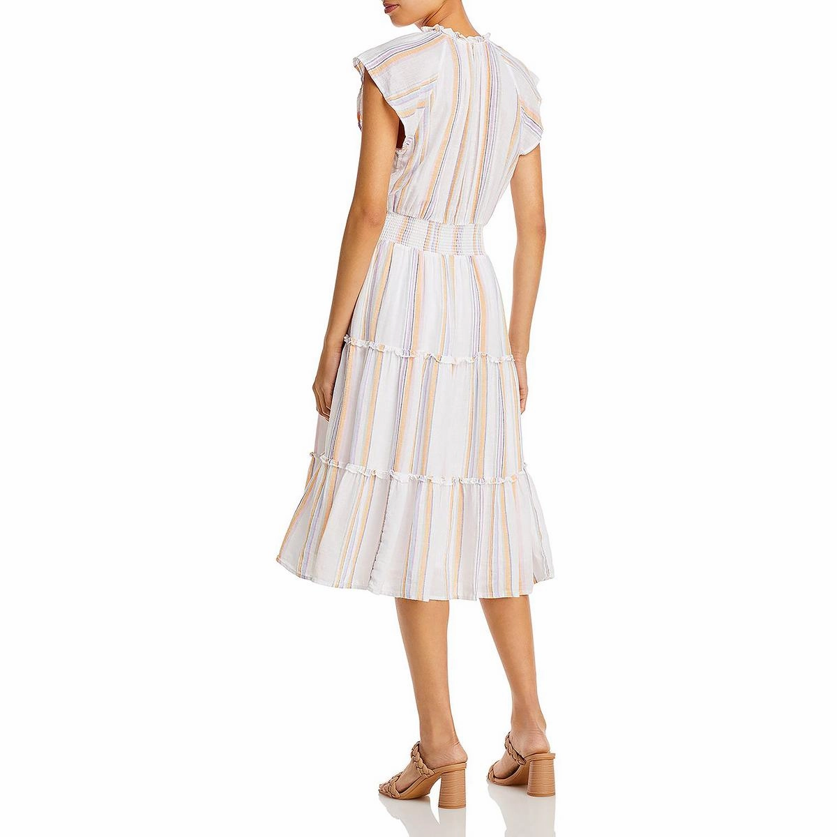 Amellia Womens Linen Blend Ruffled Midi Dress