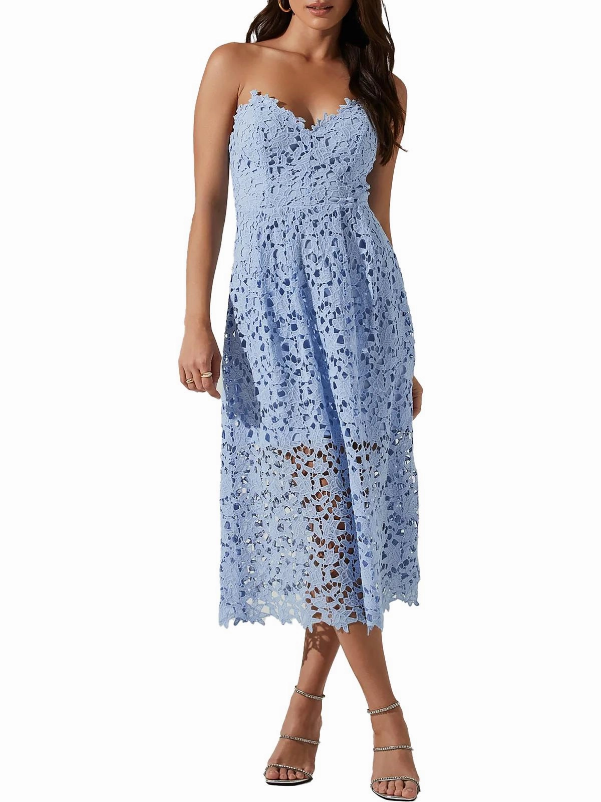 Anaya Womens Crochet Midi Cocktail and Party Dress