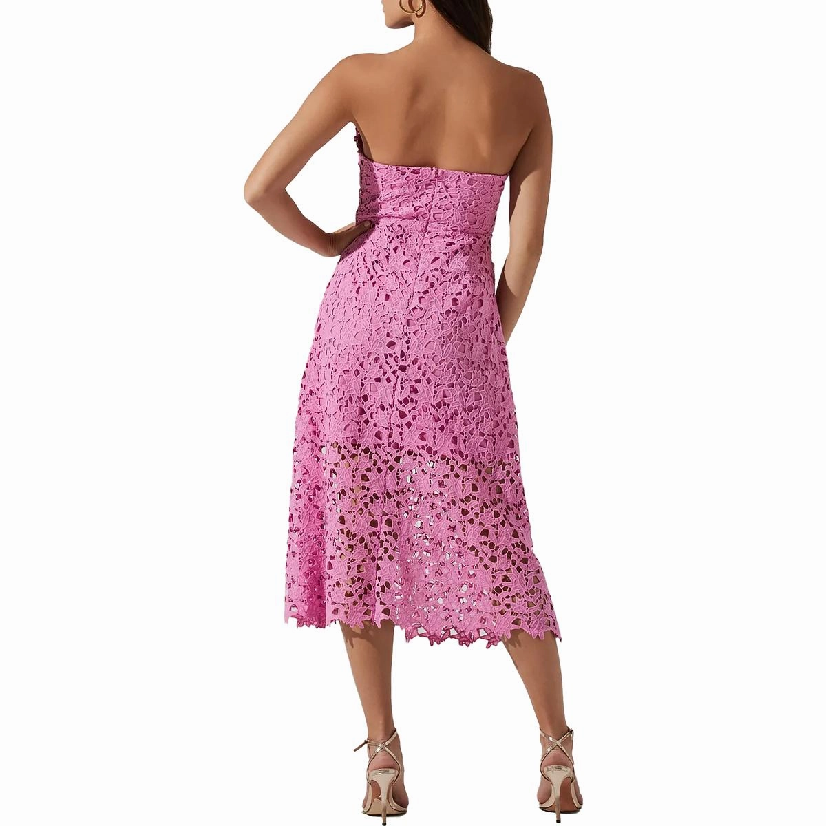 Anaya Womens Crochet Midi Cocktail and Party Dress