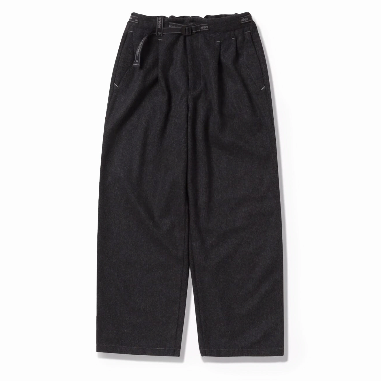 And Wander Womens Rewool Tweed Wide Pants Dark Gray womens pants flash sale