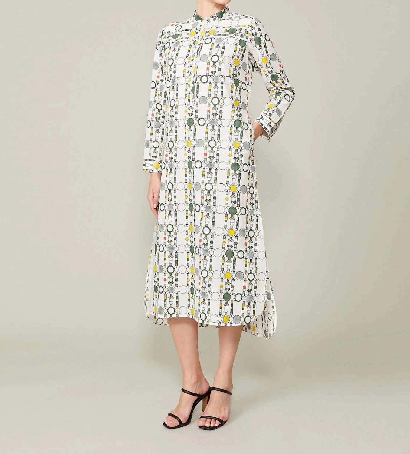 Annalise Khadi Cotton Shirt Dress In Spheres