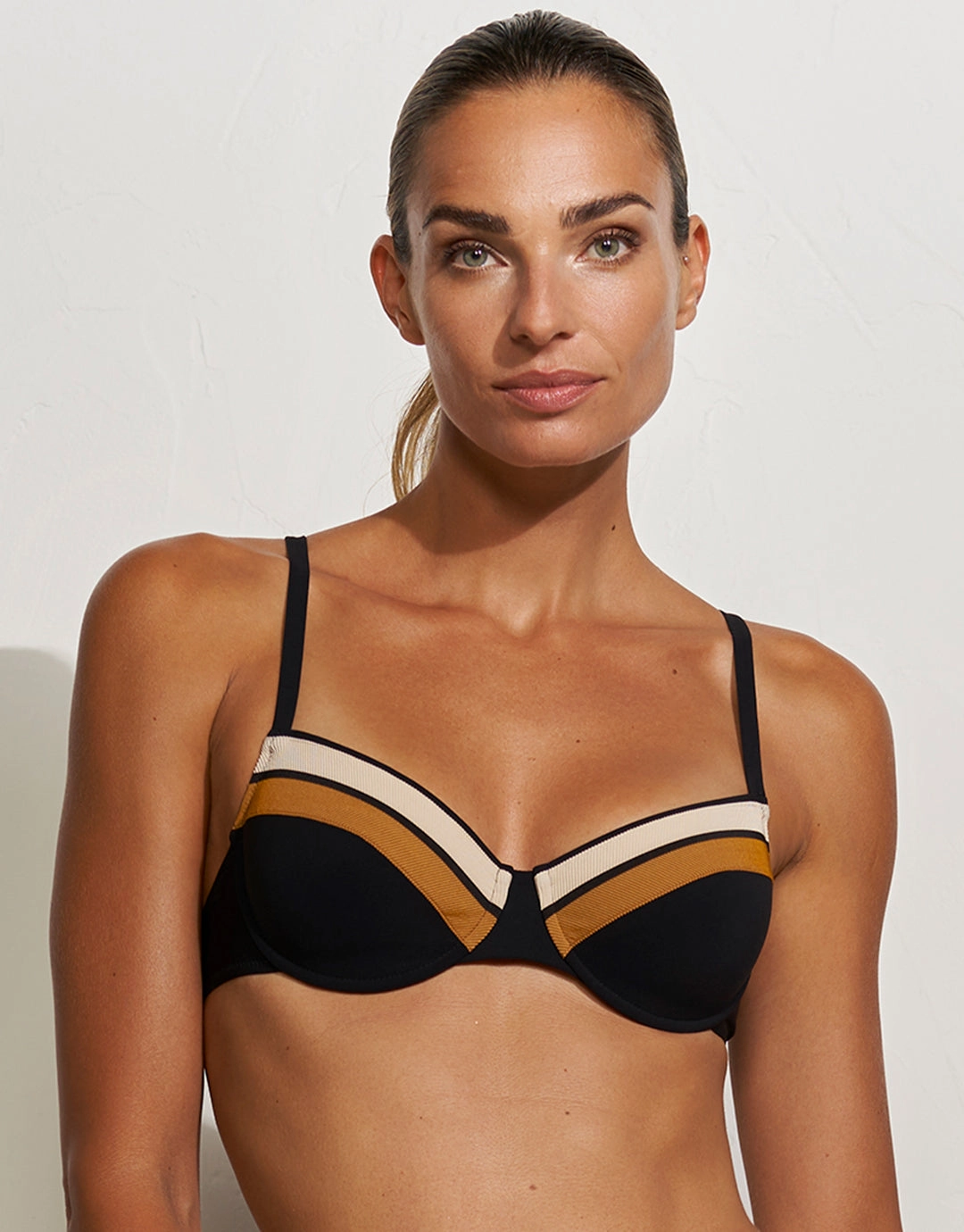 Antagonist Underwired  Bikini Top - Black Sand Caramel Maryan Mehlhorn - Maryan Mehlhorn dresses