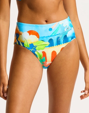 Aquarius High Waist Bikini Pant - Turquoise Seafolly - Seafolly bikinis sale