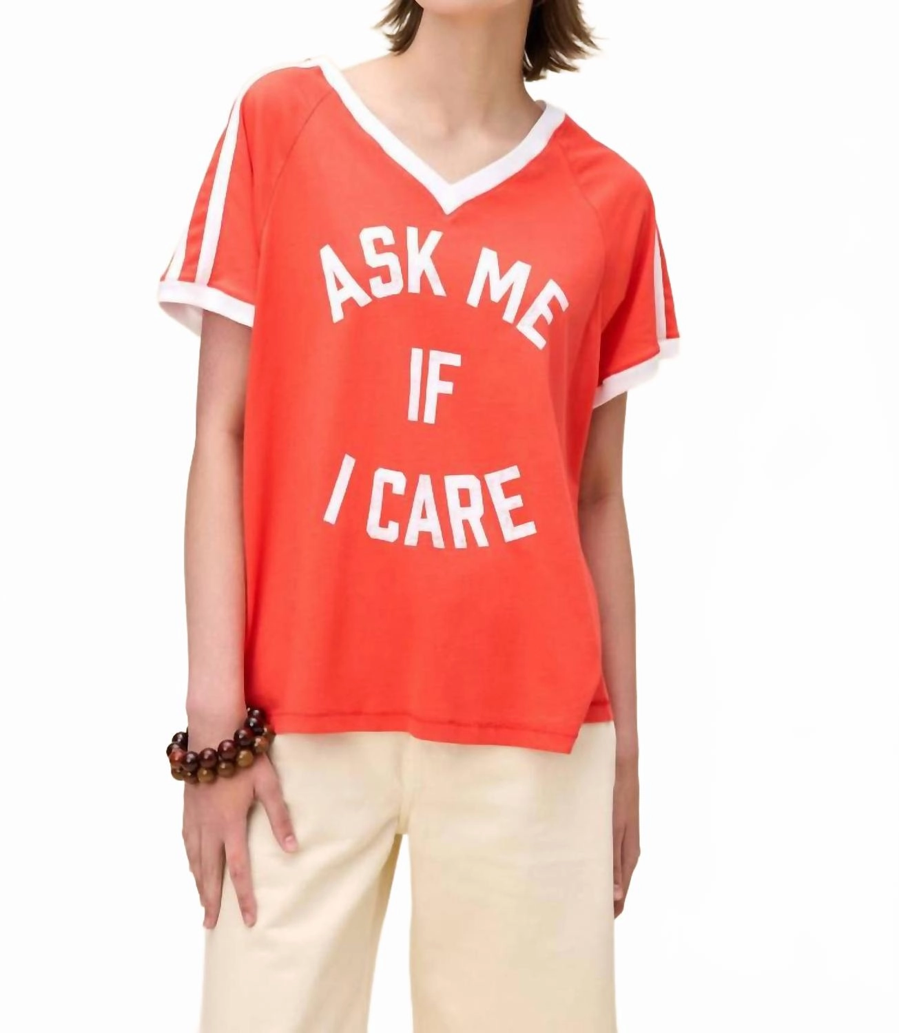 Ask Me If I Care Tee In Radiant Watermelon