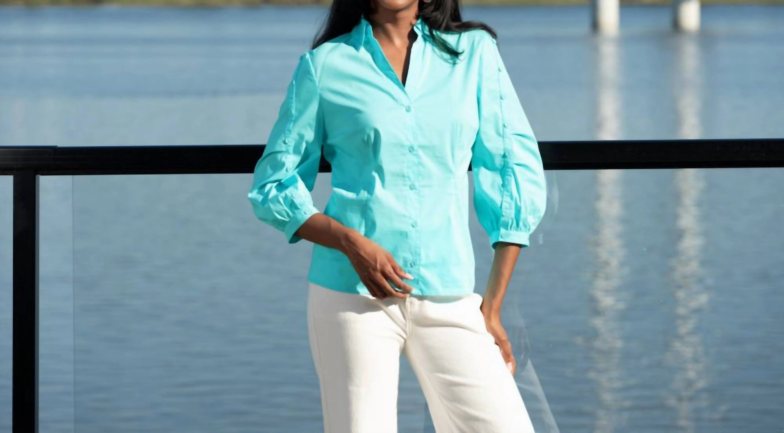 Aurora Blouse In Aqua