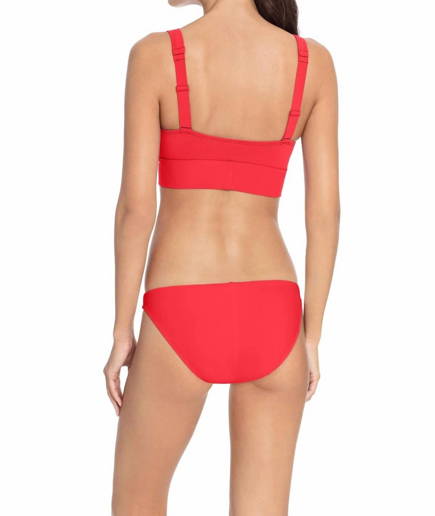Ava Clean Finish Bikini Bottom In Fiery Red