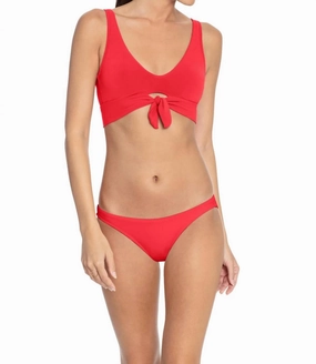 Ava Clean Finish Bikini Bottom In Fiery Red Swim Womens - padded bikinis cheap