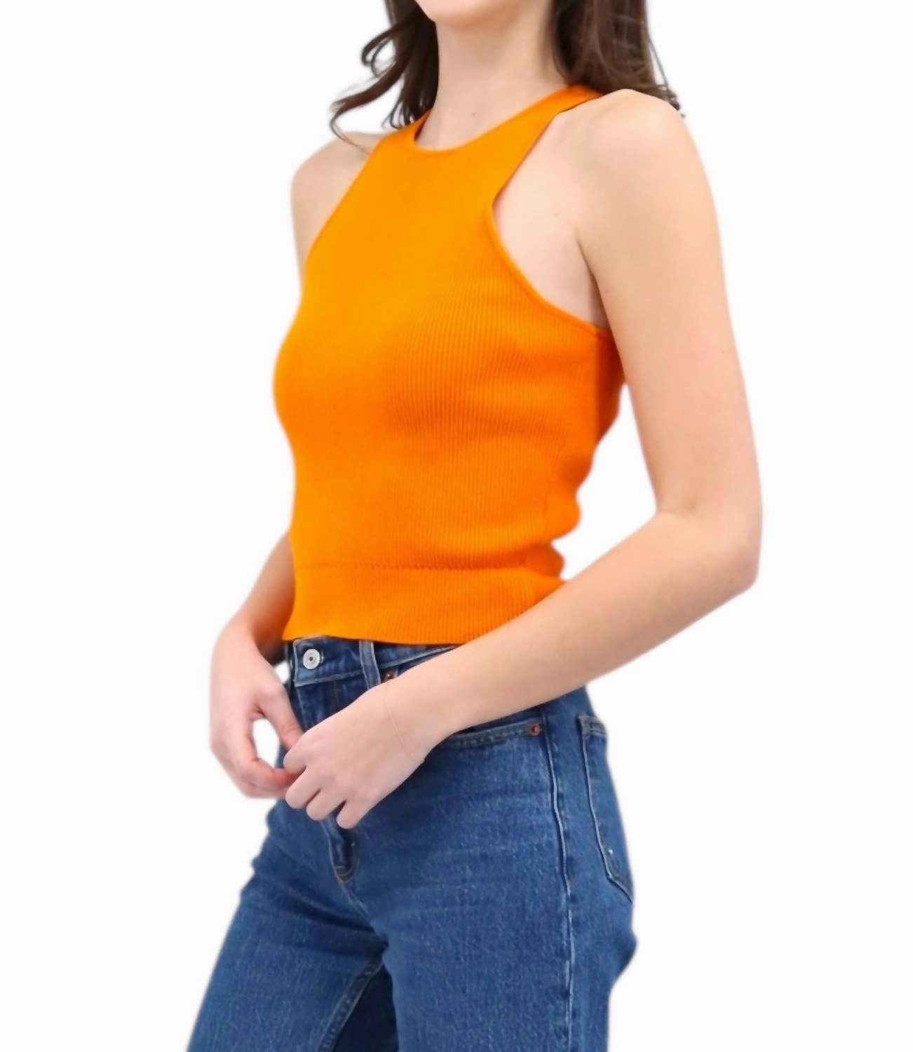 Avery Racer Tank In Mango