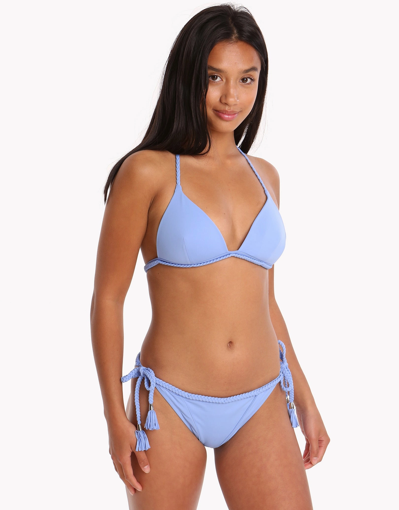 Bahari Blue Zera Braided Tie Bikini Bottom - Blue