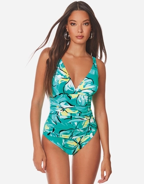Bali Gathered Front Swimsuit - Green Roidal - Roidal activewear best price