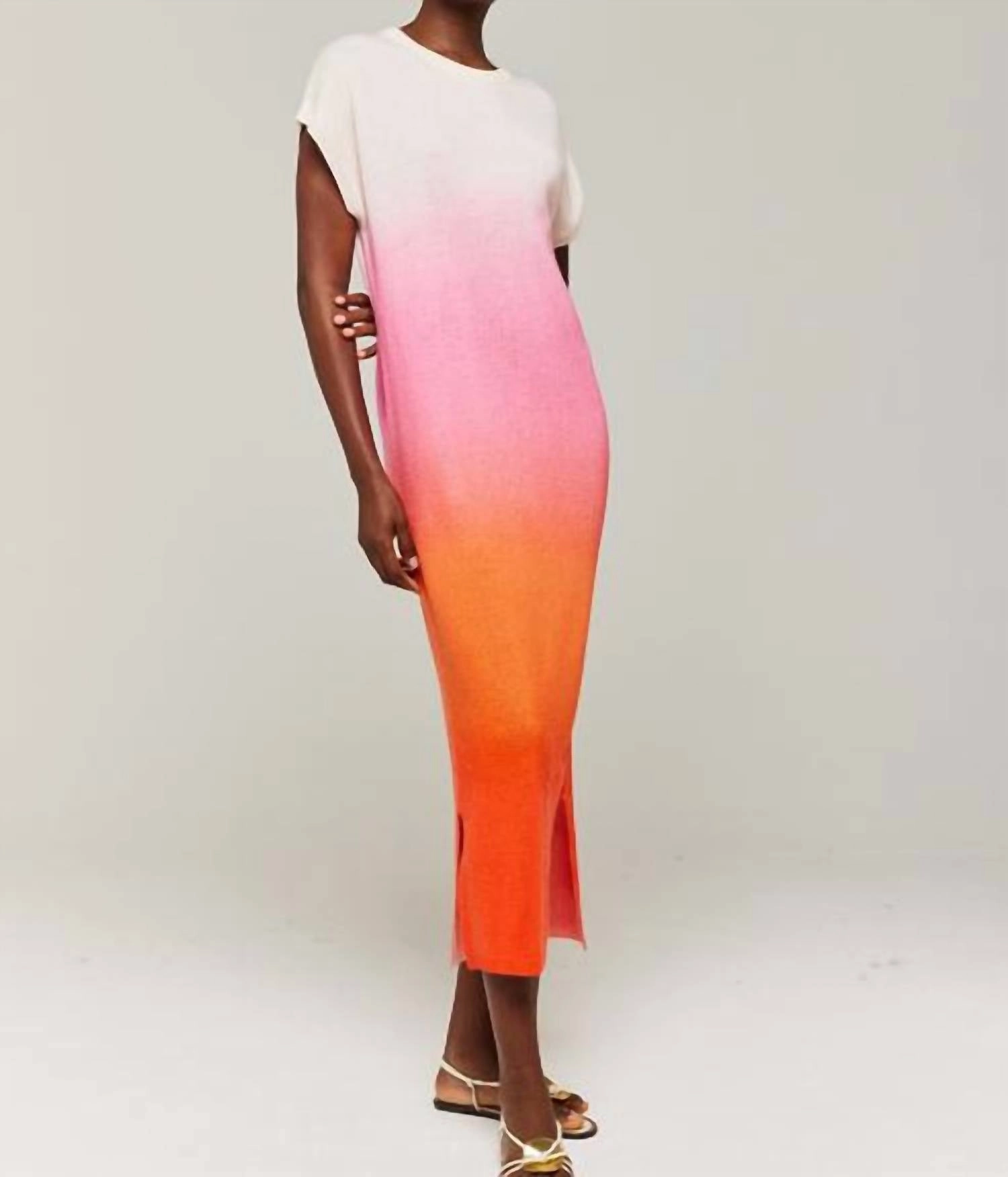 Bali Ombre Midi Cashmere Dress In Pink Bali