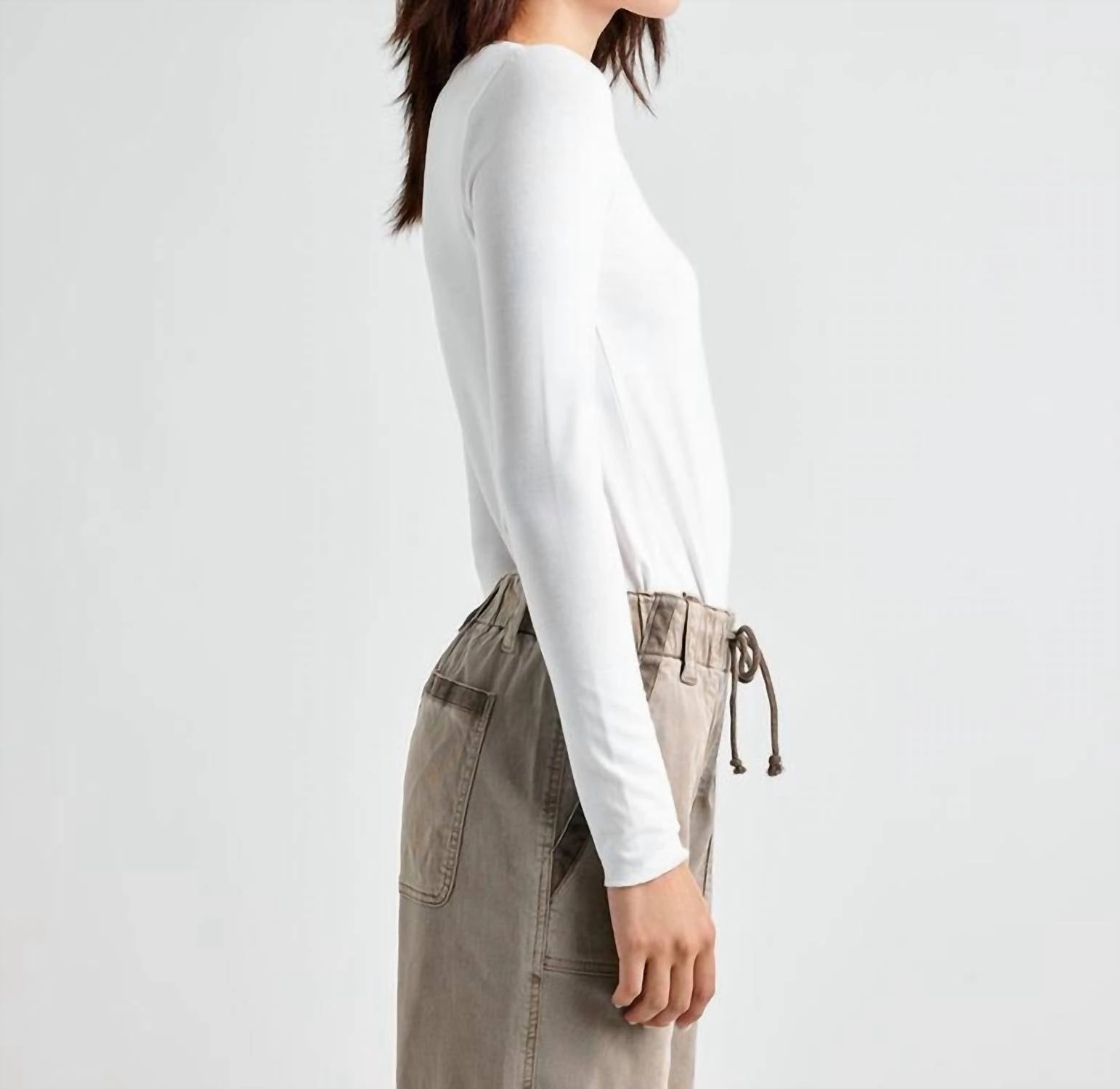 Bamboo Long Sleeve Tee In White