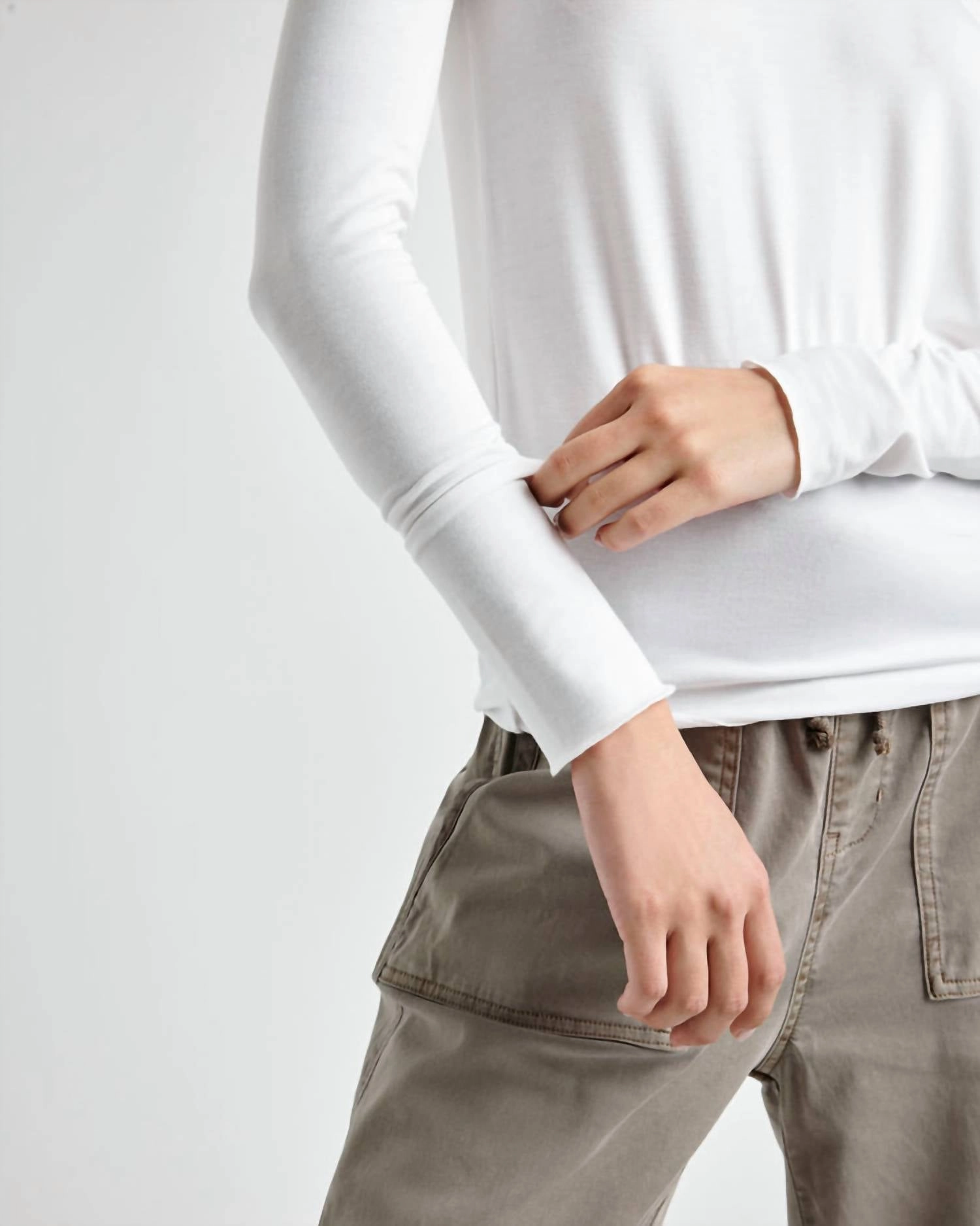 Bamboo Long Sleeve Tee In White