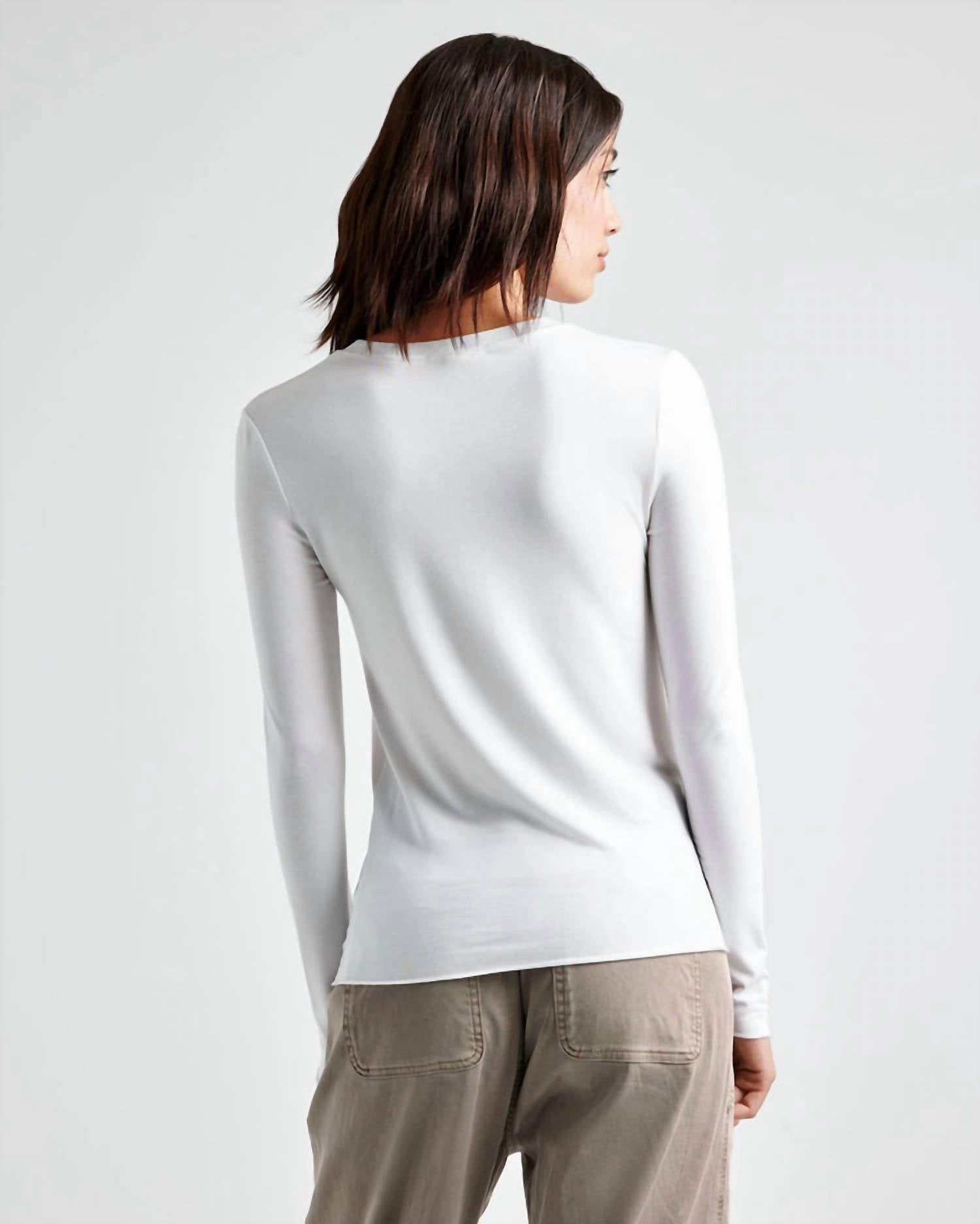 Bamboo Long Sleeve Tee In White