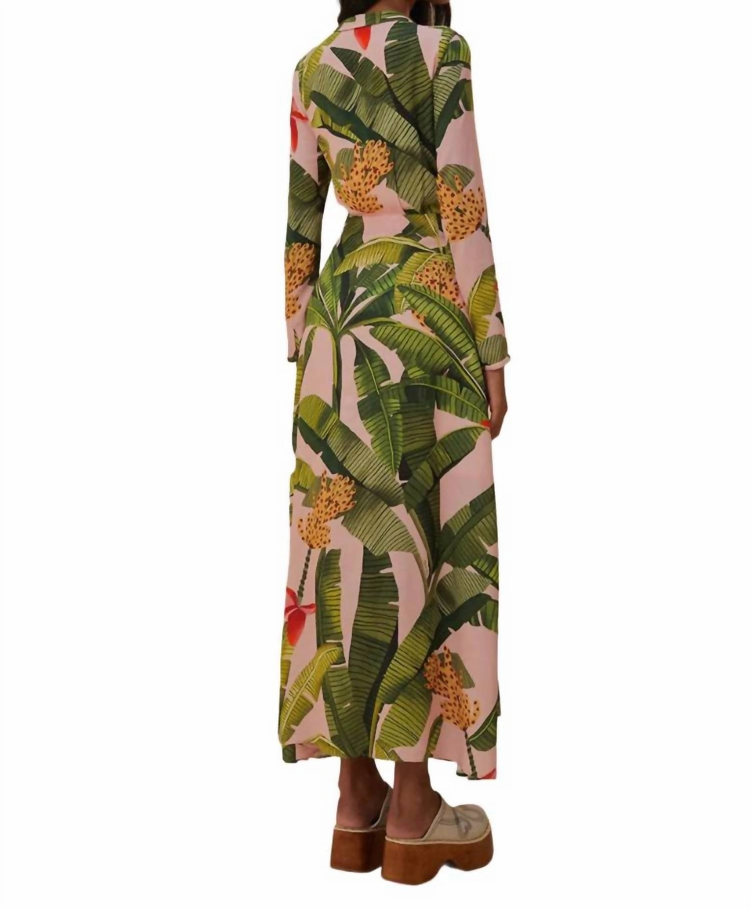 Banana Leaves Maxi Dress In Pink