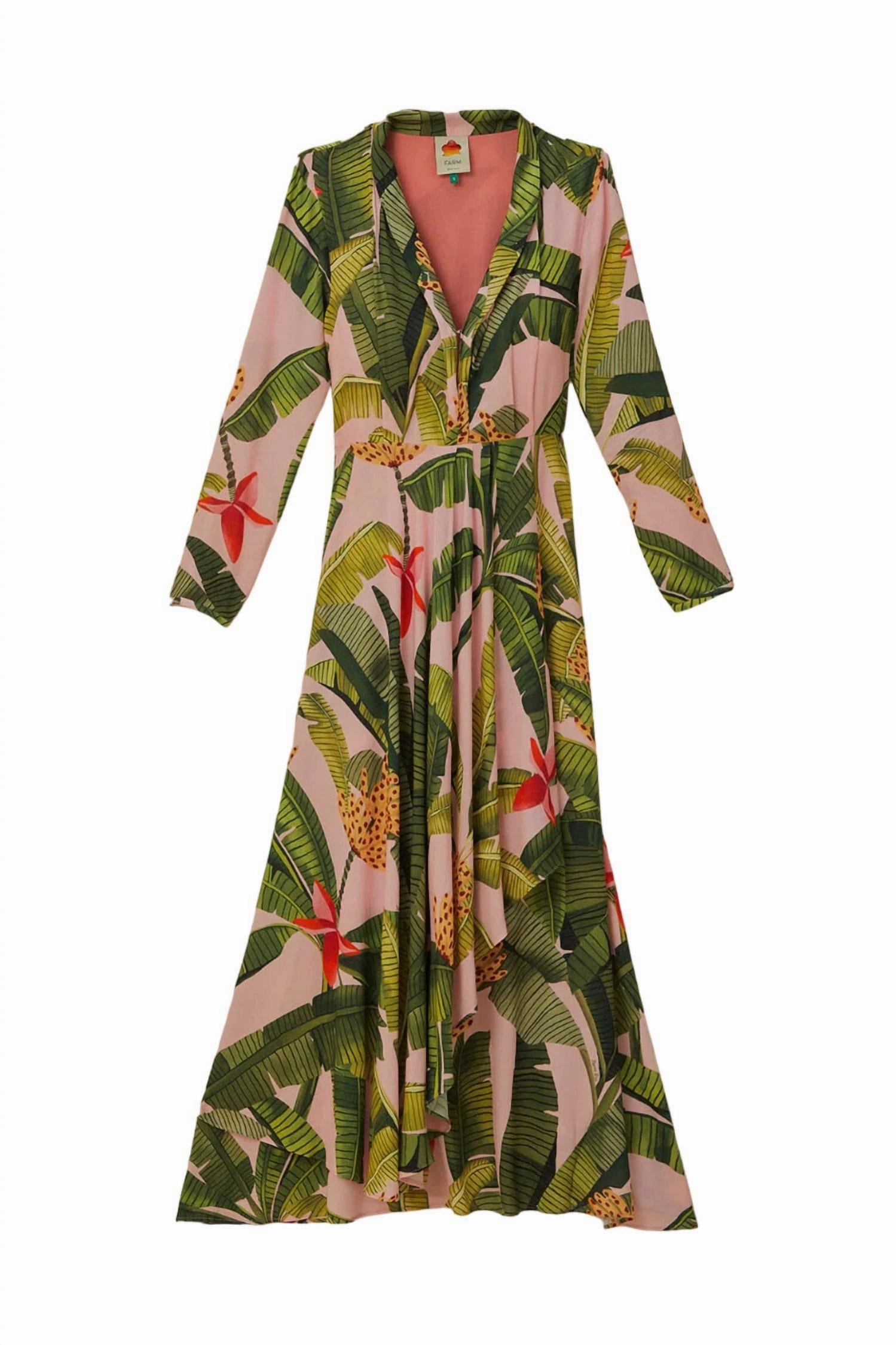 Banana Leaves Maxi Dress In Pink