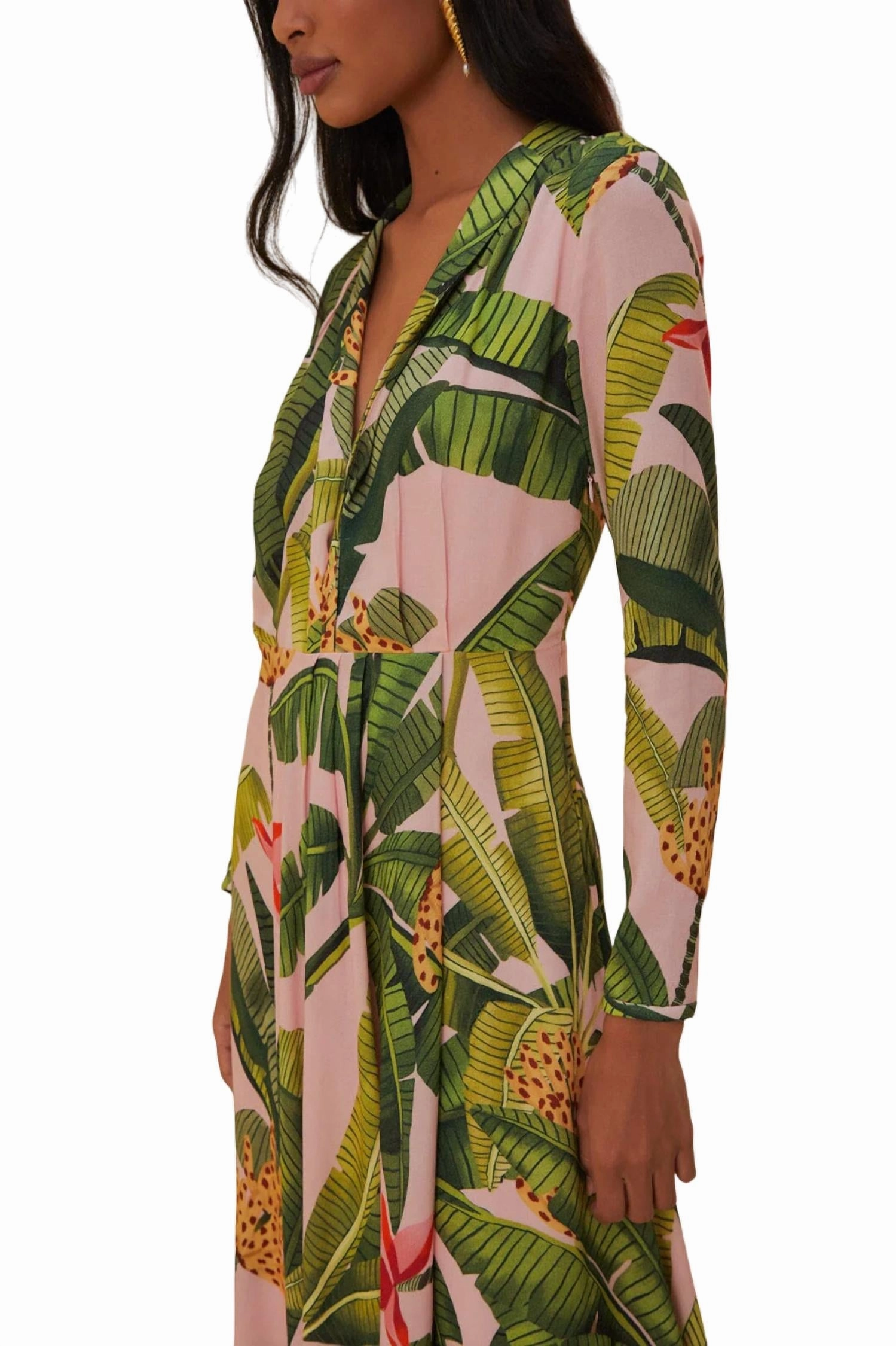 Banana Leaves Maxi Dress In Pink