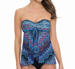 Bandeau Fly Away Tankini Top In Skyline Swim Womens - high-neck bikinis cheap