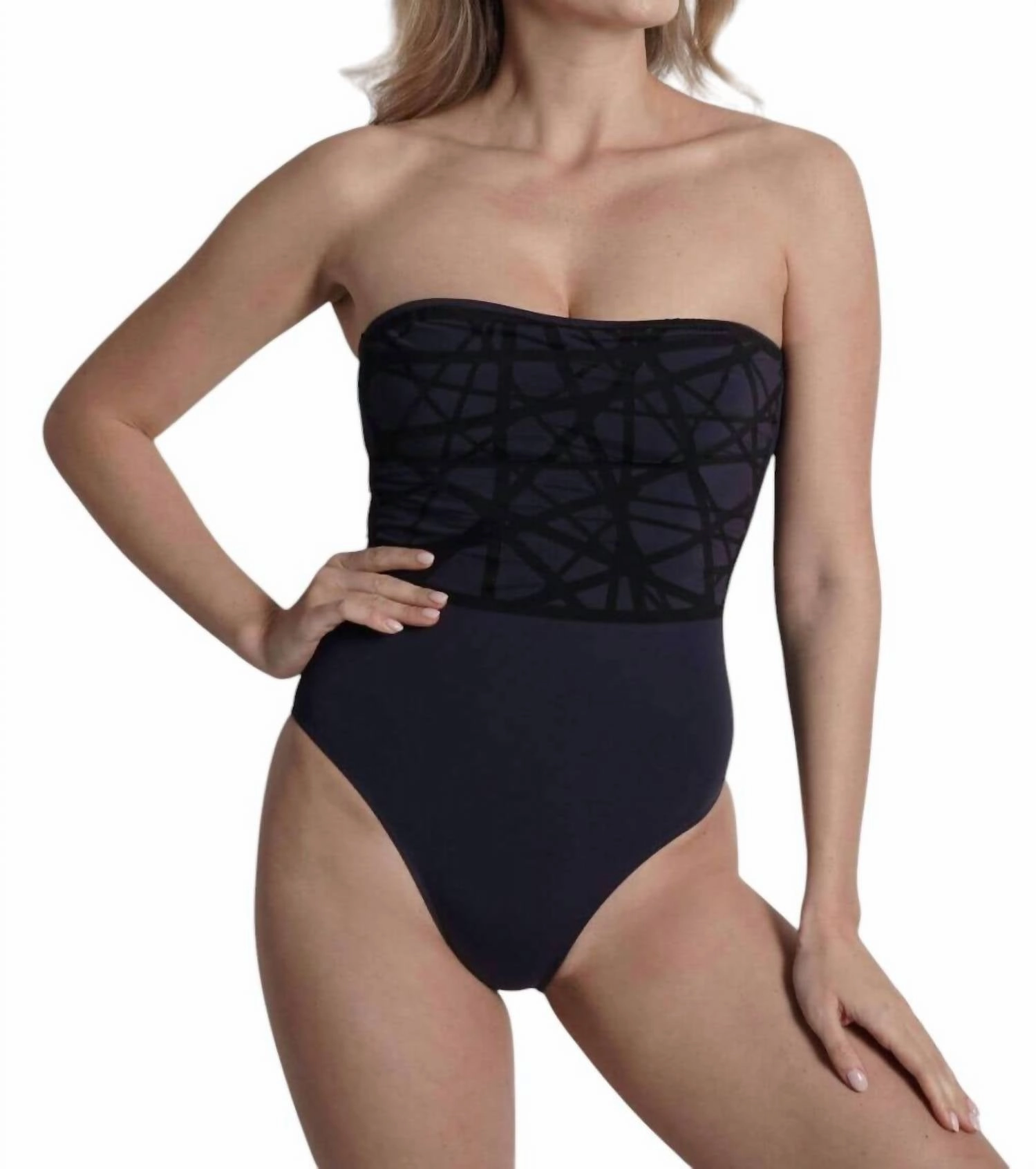 Bandeau One Piece Swimsuit In Navy Swim Womens - ruched swimwear outlet